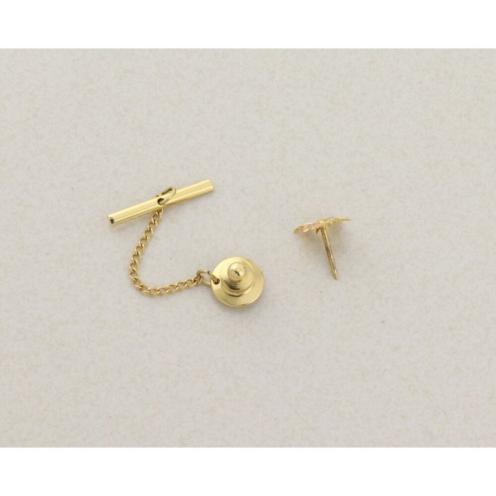 Mens 10k Yellow Gold Rose Gold Leaf Tie Tack Pin Lapel Pin Black Hills Gold 3/8" - Picture 7 of 7
